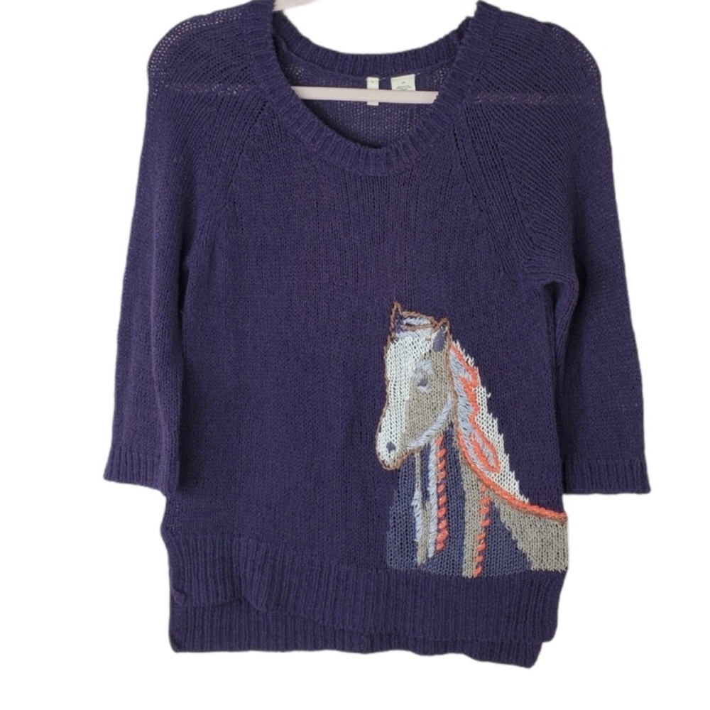 ANTHROPOLOGIE MOTH horse Saddleback sweater size S